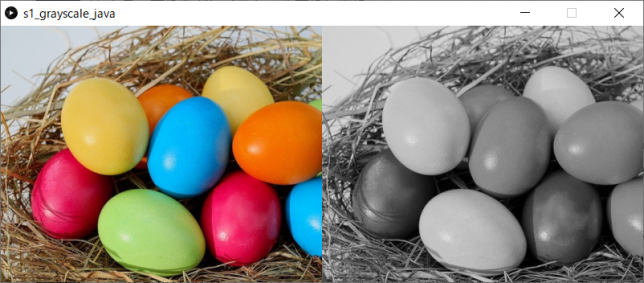 カラー画像をグレイスケール画像に変換（左：原画像、右：変換後画像）
